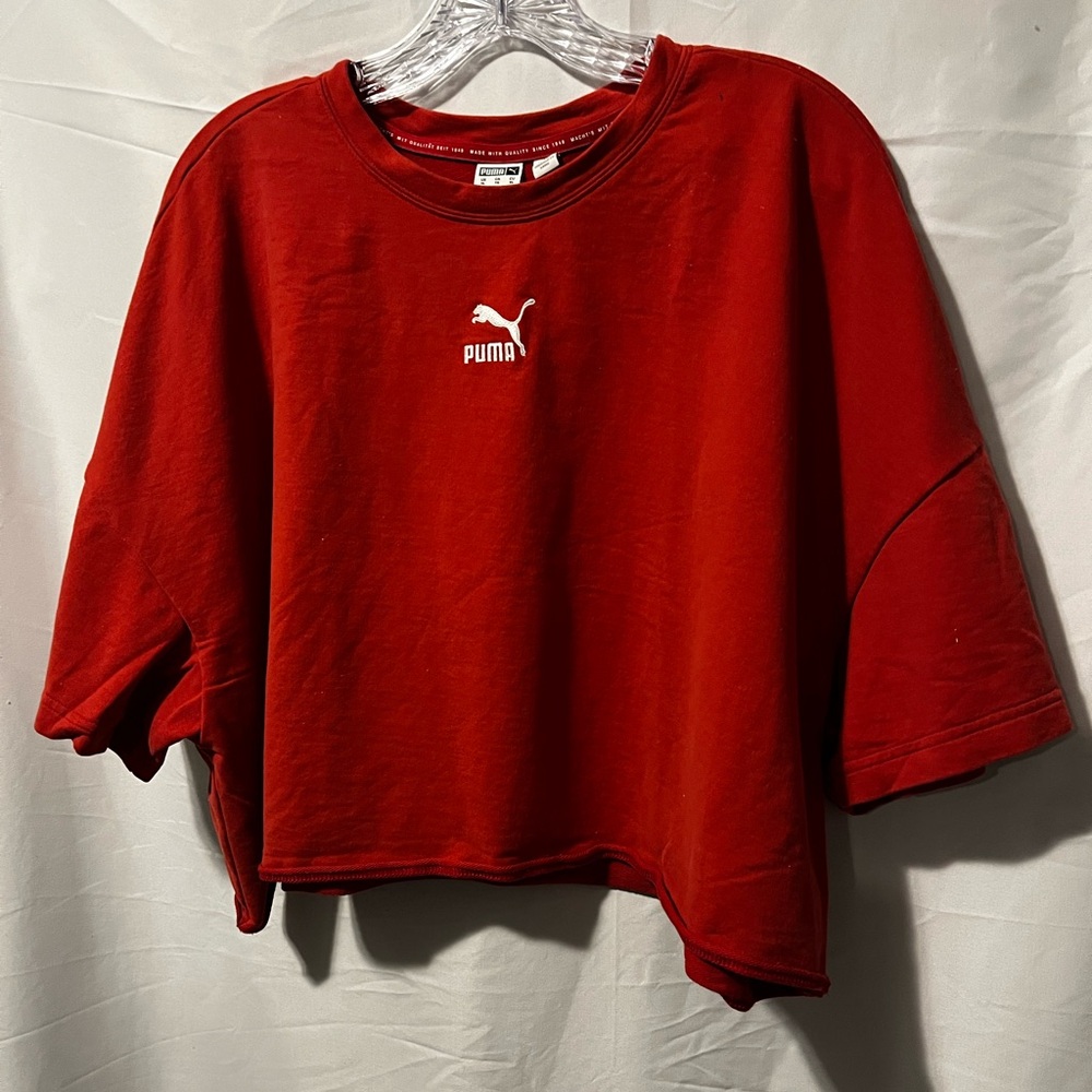 Puma Red Crewneck Tee with Contrast Neck Tape